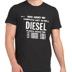 Men’s Diesel T DIEGO B6 Magic Squares Graphic T Shirt Black M Distressed
